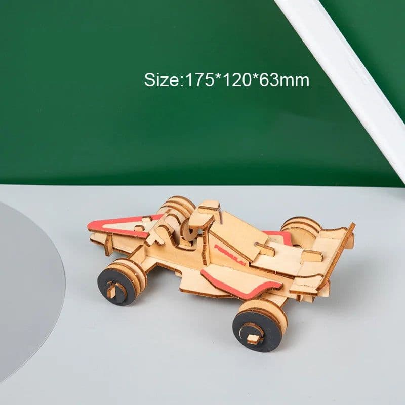 image-Monssjay 3D Wooden Car Puzzle Kit - Engaging DIY Model for All Ages