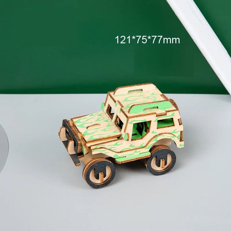 image-Monssjay 3D Wooden Car Puzzle Kit - Engaging DIY Model for All Ages