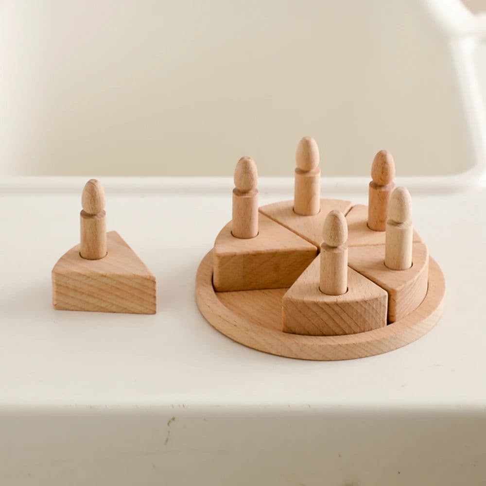 image-Educational Wooden Block Birthday Cake Toy for Kids Play and Decorate