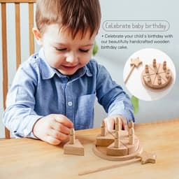 image-Educational Wooden Block Birthday Cake Toy for Kids Play and Decorate
