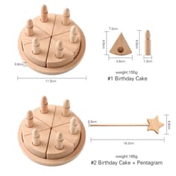 image-Educational Wooden Block Birthday Cake Toy for Kids Play and Decorate