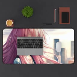 image-Pink Hair Anime Girl Desk Mat