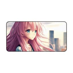 image-Pink Hair Anime Girl Desk Mat