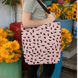 image-Pink Leopard Print Shopper Tote Bag Medium
