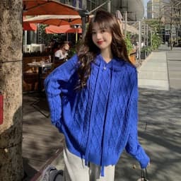 image-Womens Cable Knit Sweater With Hood