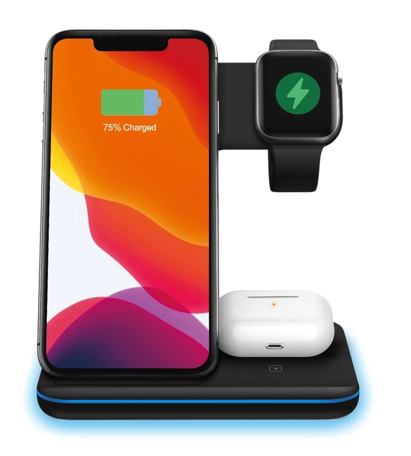 image-Ninja 15W 3 in 1 Fast Wireless Charging Station for Mobile Phones
