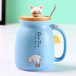 image-Adorable Cat Cartoon Ceramic Coffee Mug