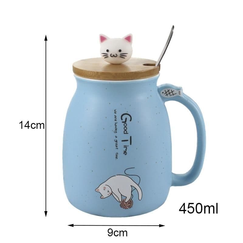 image-Adorable Cat Cartoon Ceramic Coffee Mug