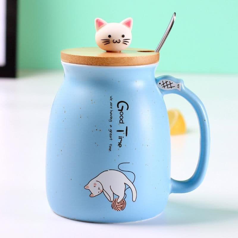 image-Adorable Cat Cartoon Ceramic Coffee Mug