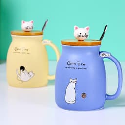 image-Adorable Cat Cartoon Ceramic Coffee Mug