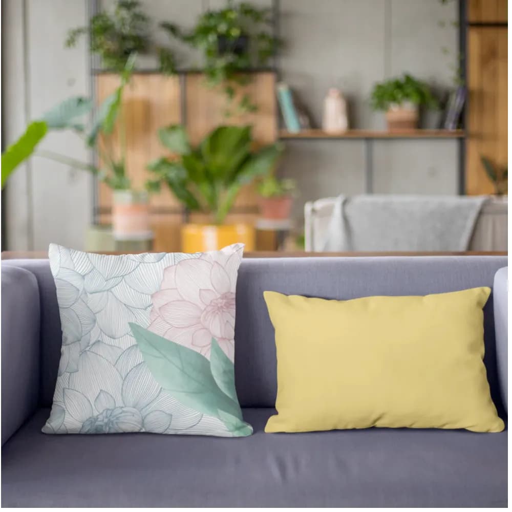 image-Floral Bed Double Sided Print Faux Suede Square Cushion