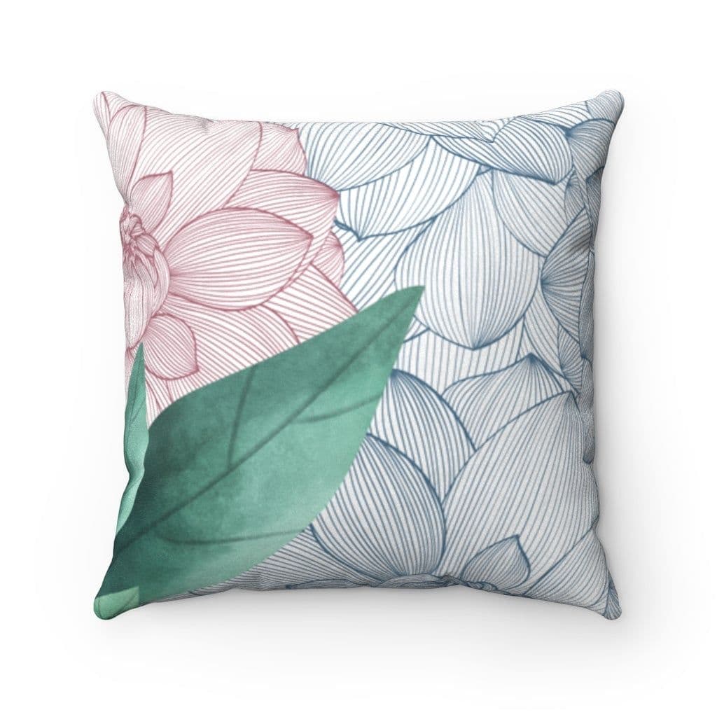 image-Floral Bed Double Sided Print Faux Suede Square Cushion