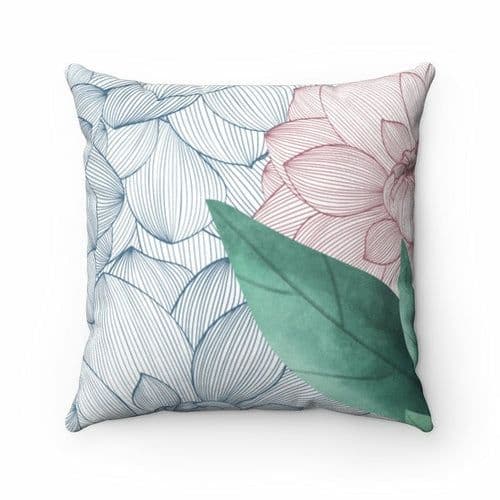 image-Floral Bed Double Sided Print Faux Suede Square Cushion