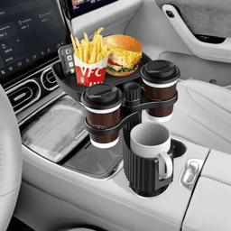 image-Rotatable Twin Car Cup Holders with Food Tray