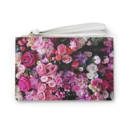 image-Floral Bouquet Designed Zipped Clutch Bag