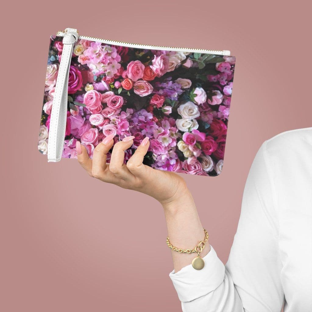 image-Floral Bouquet Designed Zipped Clutch Bag