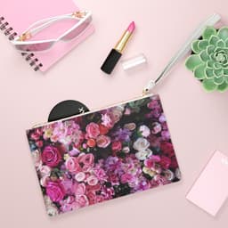 image-Floral Bouquet Designed Zipped Clutch Bag