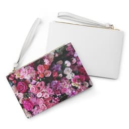 image-Floral Bouquet Designed Zipped Clutch Bag