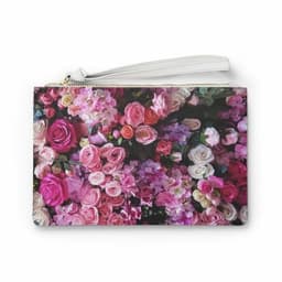 image-Floral Bouquet Designed Zipped Clutch Bag