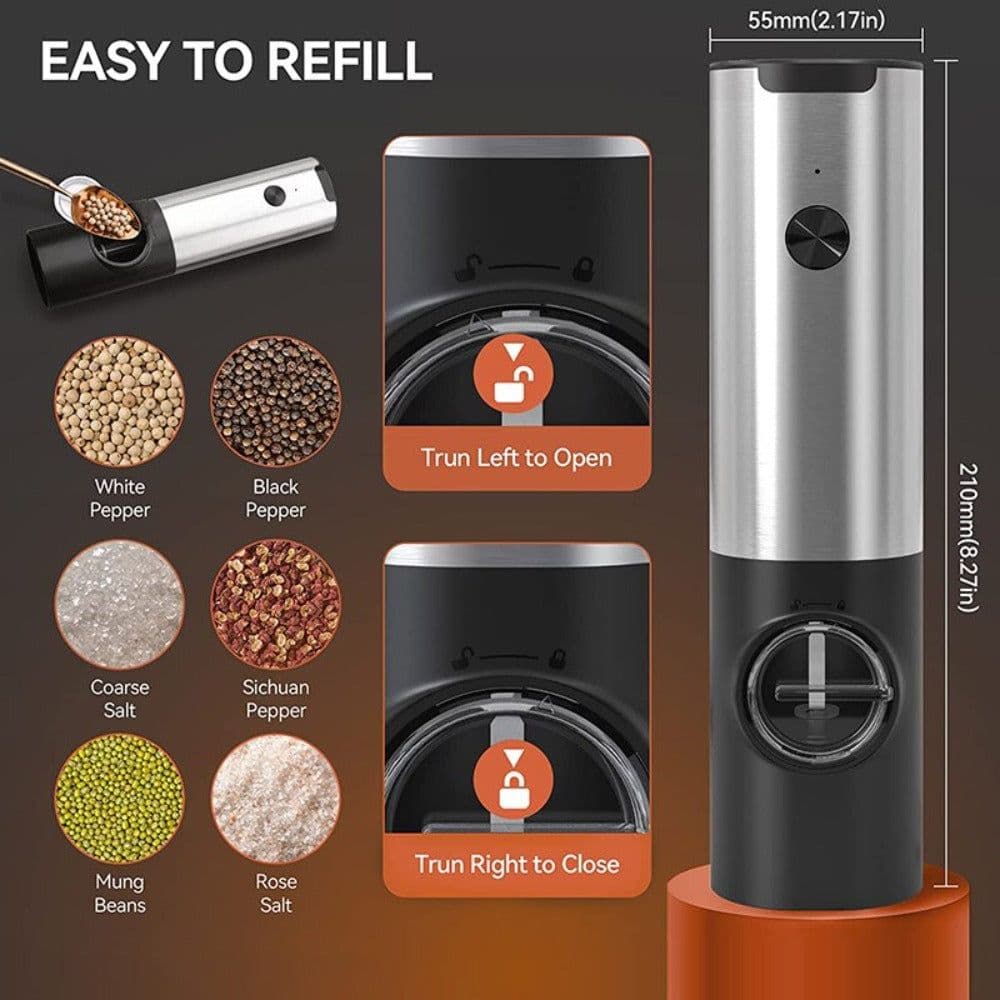 image-Electric Salt Grinder 2 Bottles Set