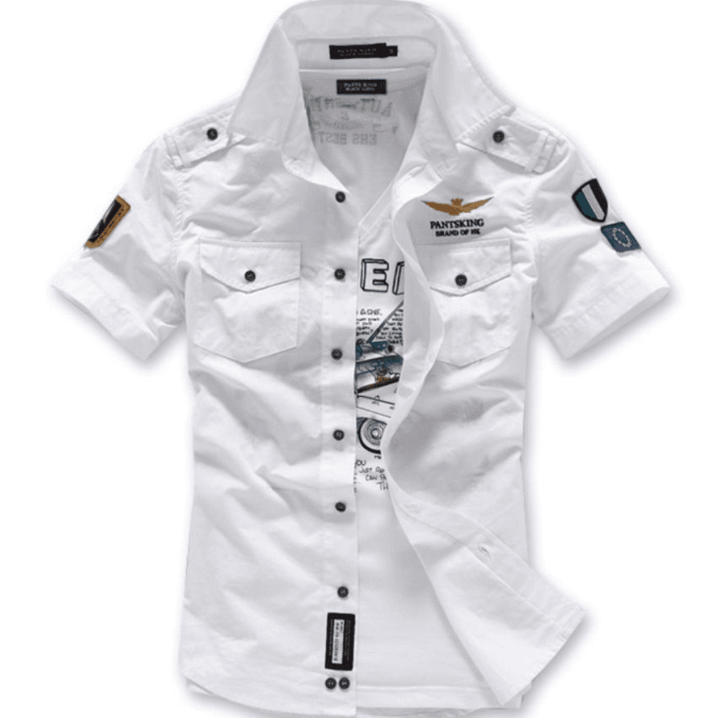 image-Mens Short Sleeve Military Style Shirt