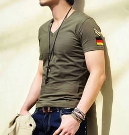 image-Mens Slim Fit Tee Shirt with Army Badge