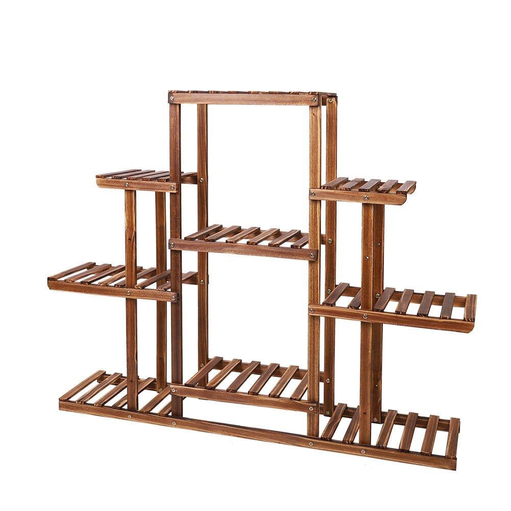 image-Indoor 9 Tier Wooden Plant Home Decor Stand