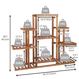 image-Indoor 9 Tier Wooden Plant Home Decor Stand