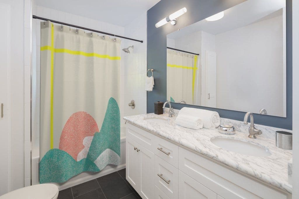 image-Landscape with Yellow Stripes Shower Curtains Home Decor