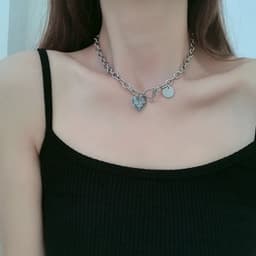 image-Womens Chain Necklace with Love You More Heart Shape Pendant