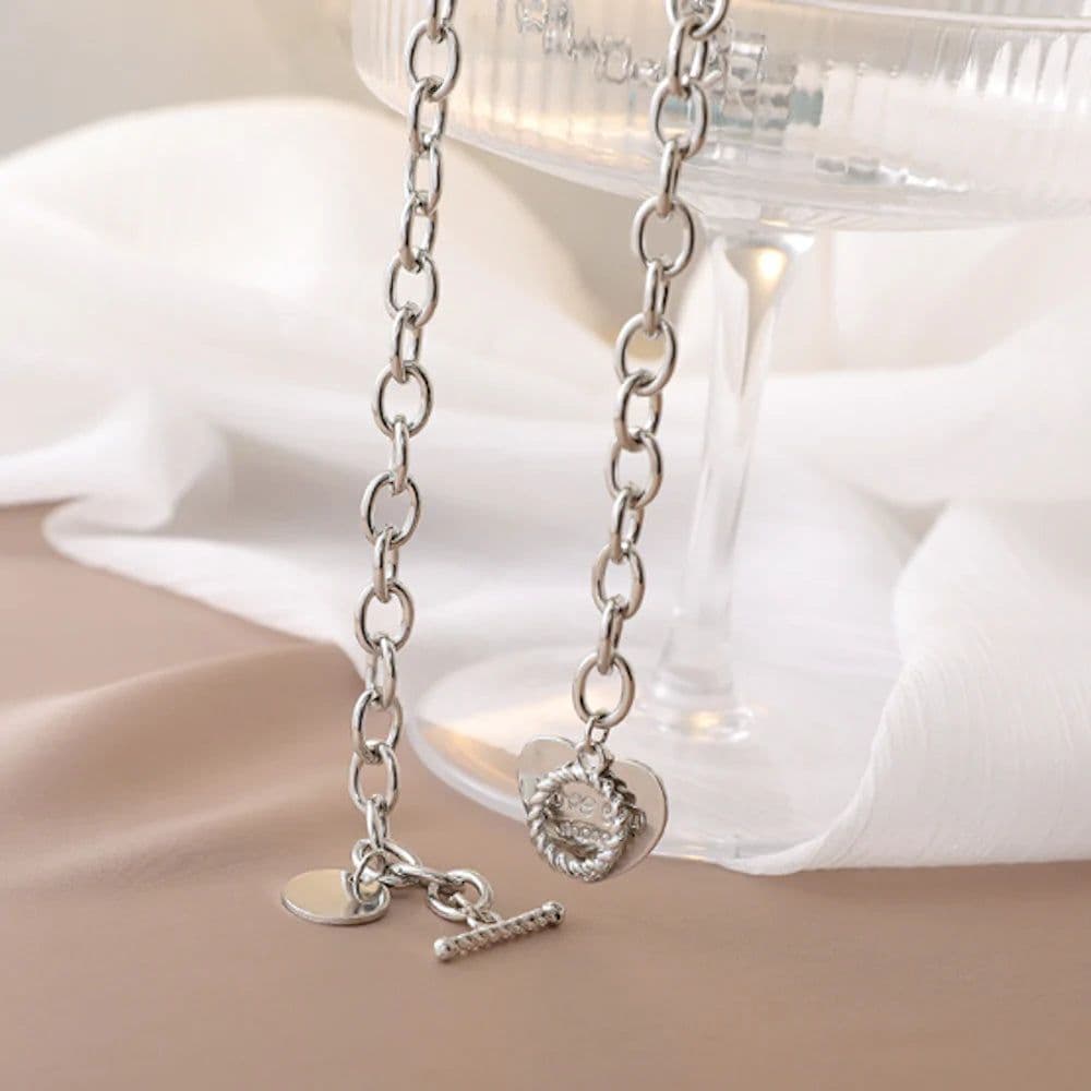 image-Womens Chain Necklace with Love You More Heart Shape Pendant