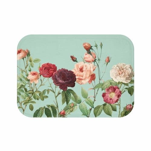 image-Rose Garden Teal Bath Mat Home Accents