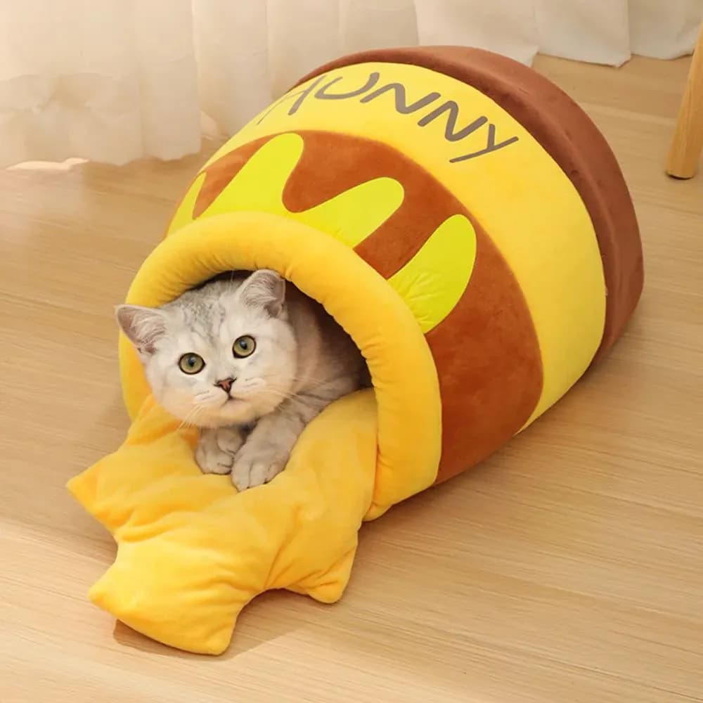 image-Adorable Honey Jar Theme Cat Bed