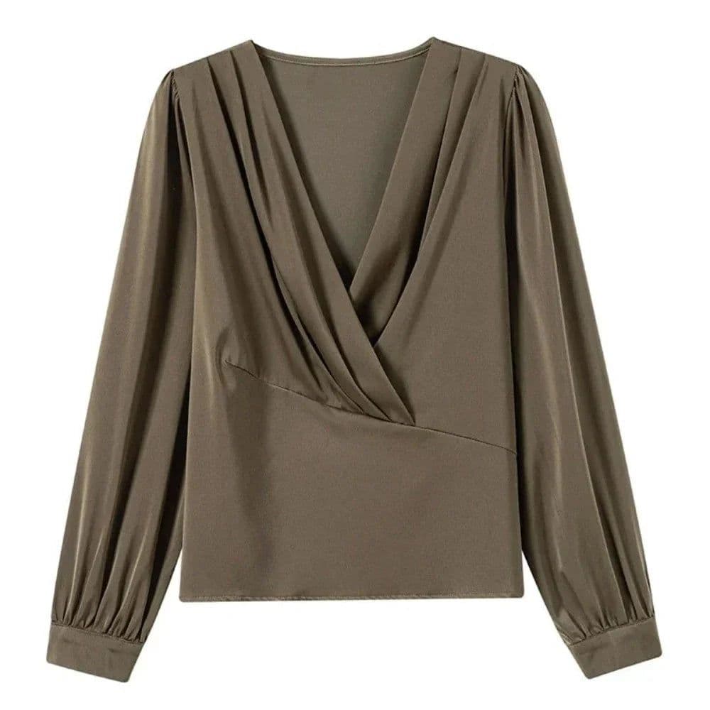 image-Womens V Neck Chiffon Blouse