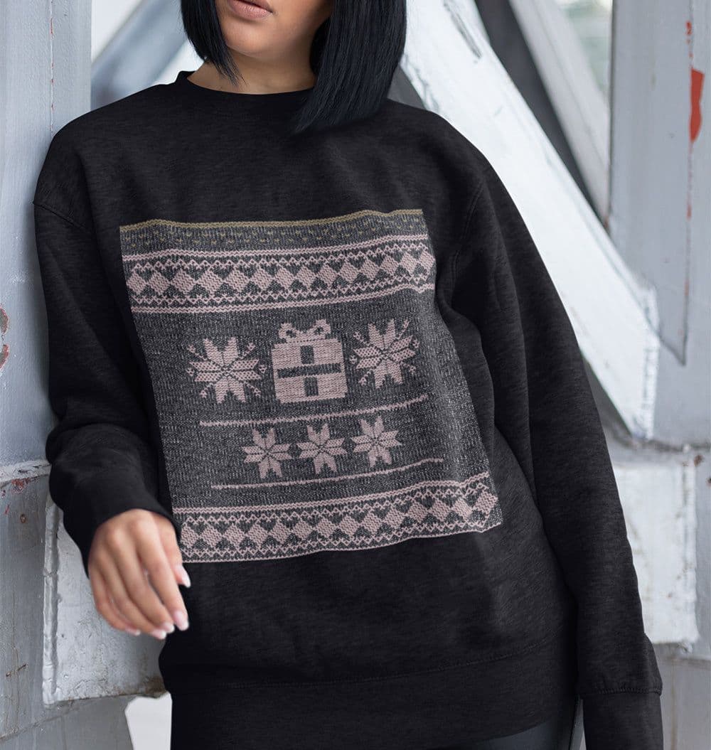 image-Womens Christmas Faux Embroidered Sweatshirt