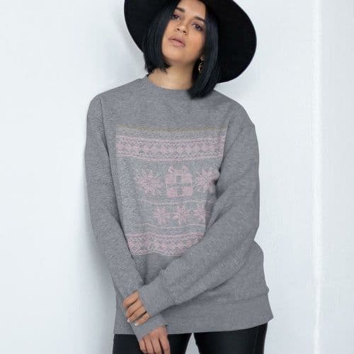 image-Womens Christmas Faux Embroidered Sweatshirt