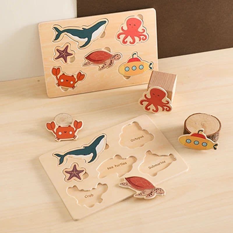 image-Bopoobo 3D Wooden Animals Puzzle - Cognitive Learning Toy for Children