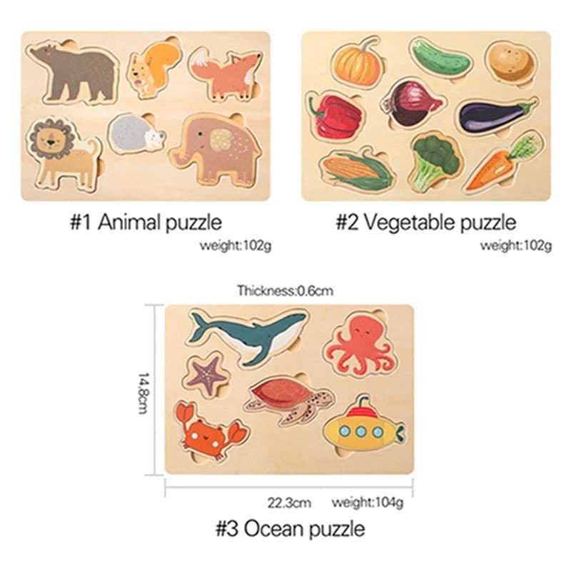 image-Bopoobo 3D Wooden Animals Puzzle - Cognitive Learning Toy for Children