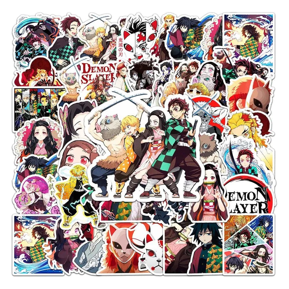 image-WEWELIN Waterproof Demon Slayer Stickers - Fun PVC Decals for All Ages