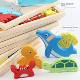 image-Diikamiiok 3D Animal Jigsaw Puzzle for Kids - Fun Wooden Learning Toy