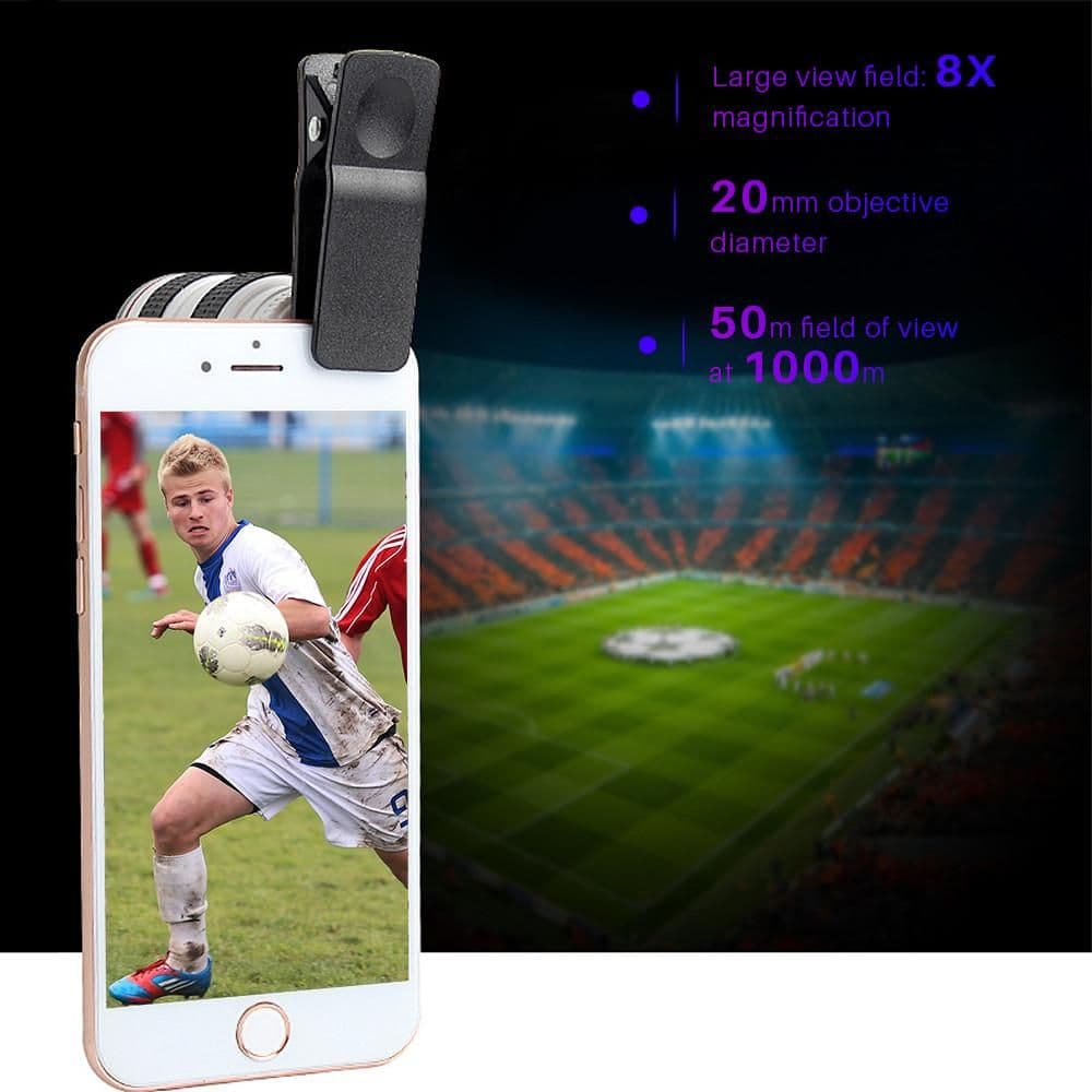 image-HD Optical Zoom Smartphone Lens with Universal Mobile Phone Clip
