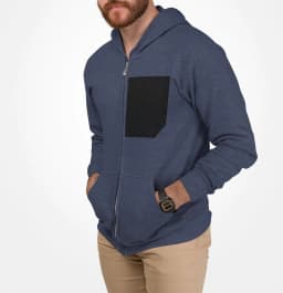 image-Mens Faux Black Pocket Heavy Blend Zip Up Hoodie