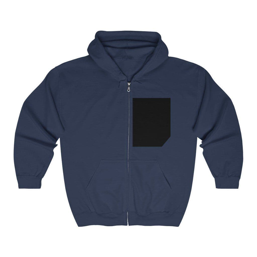 image-Mens Faux Black Pocket Heavy Blend Zip Up Hoodie