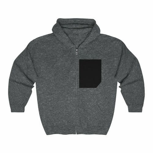image-Mens Faux Black Pocket Heavy Blend Zip Up Hoodie