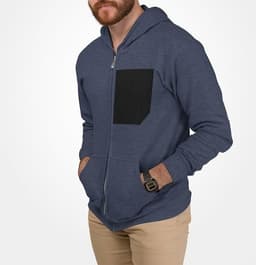 image-Mens Faux Black Pocket Heavy Blend Zip Up Hoodie