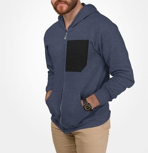 image-Mens Faux Black Pocket Heavy Blend Zip Up Hoodie