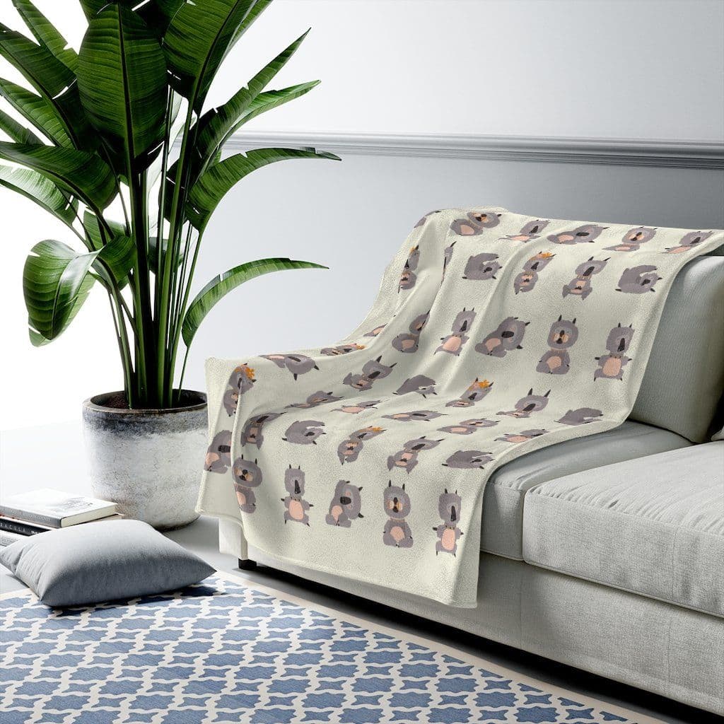 image-Lama Yoga Poses Velveteen Plush Blanket