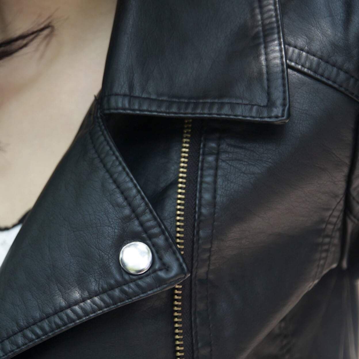 image-Womens Cropped Vegan Leather Jacket
