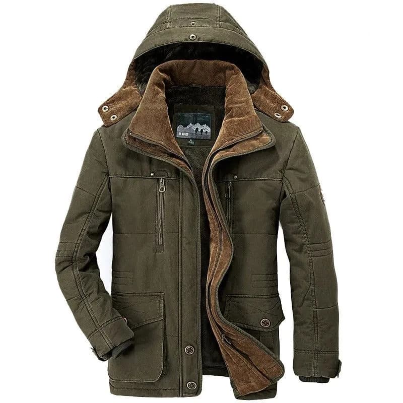image-Mens Hooded Winter Parka Coat with Inner Fleece
