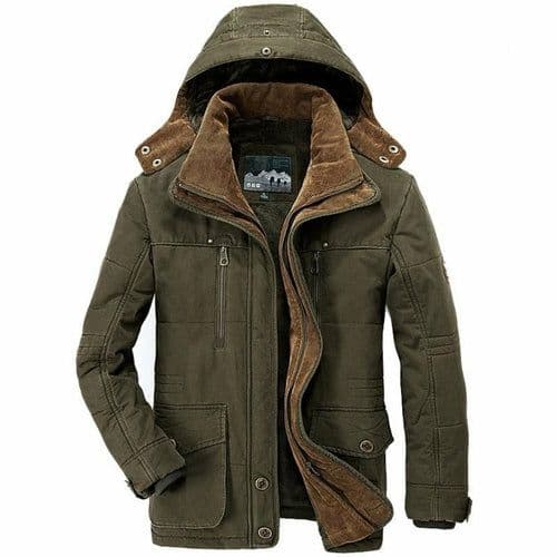 image-Mens Hooded Winter Parka Coat with Inner Fleece